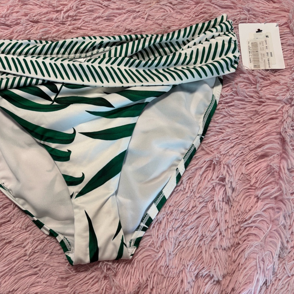 Gibson Green and White Striped Bikini Bottom